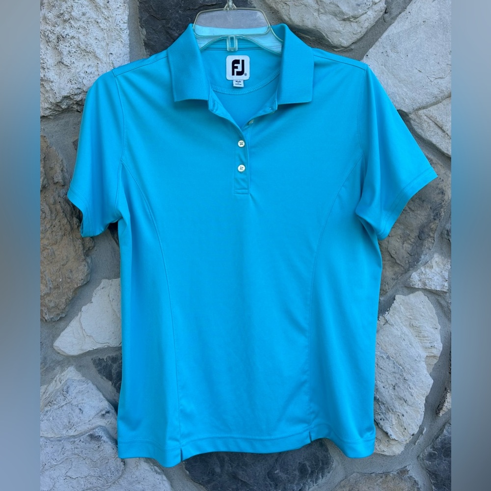 Footjoy Womens Golf Shirt Sz M Blue Polo Outdoor Preppy Activewear Country Club